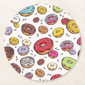 Donuts seamless pattern ラウンドペーパーコースター (正面)