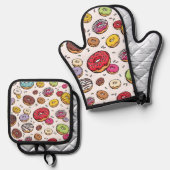 Donuts seamless pattern 鍋つかみ&鍋敷きセット (正面/裏面)