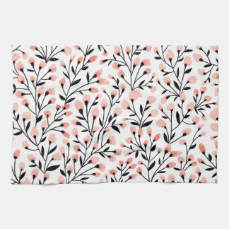 Doodleの花:サンゴのフローラシームレス。 キッチンタオル
