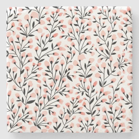 Doodleの花：サンゴのフローラシームレス。 ストーンコースター (正面)