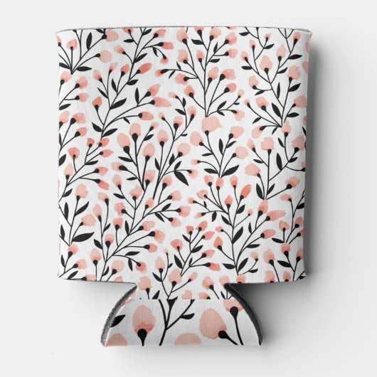 Doodleの花：サンゴのフローラシームレス。 缶クーラー (正面)