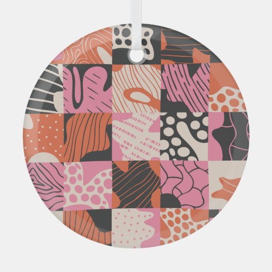 Doodleセル：ジオメトリパターンデザイン。 ガラスオーナメント (正面)