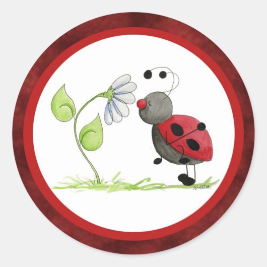 DoodleバグLadybugシール ラウンドシール (正面)