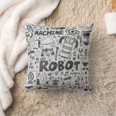doodleロボット要素、illustrator線ツールの描画 クッション (ブランケット)