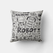 doodleロボット要素、illustrator線ツールの描画 クッション (裏面)