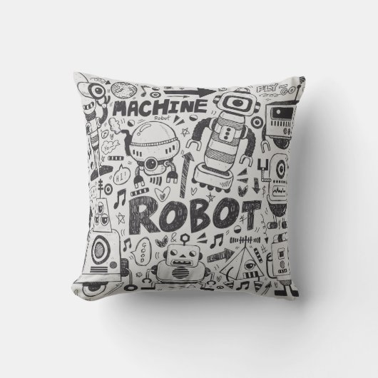 doodleロボット要素、illustrator線ツールの描画 クッション (正面)