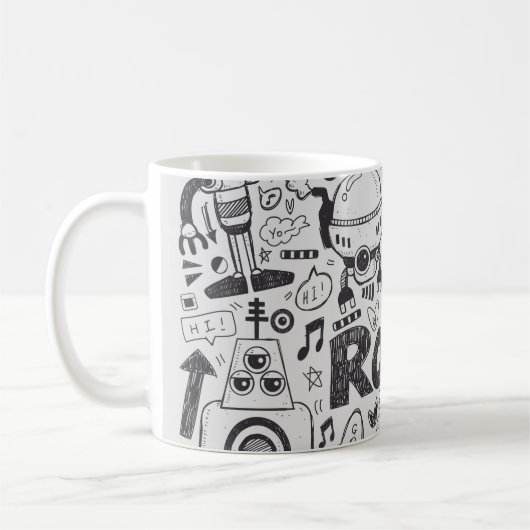 doodleロボット要素、illustrator線ツールの描画 コーヒーマグカップ (左)