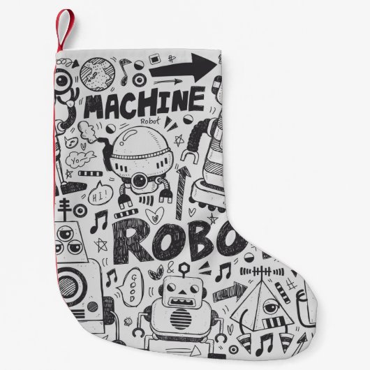 doodleロボット要素、illustrator線ツールの描画 スモールクリスマスストッキング (正面)