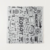 doodleロボット要素、illustrator線ツールの描画 タペストリー (正面(横))