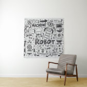 doodleロボット要素、illustrator線ツールの描画 タペストリー (インサイチュ)