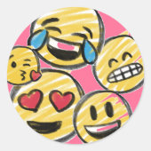 Doodle絵文字マンガートゥーン10代の誕生日 ラウンドシール (正面)