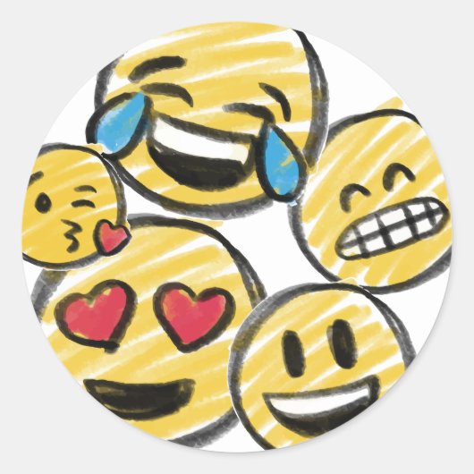 Doodle絵文字マンガートゥーン10代の誕生日 ラウンドシール (正面)