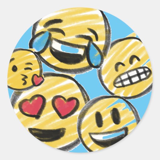 Doodle絵文字マンガートゥーン10代の誕生日 ラウンドシール (正面)