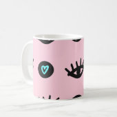 Doodle：目ガーリーのハートシームレス。 コーヒーマグカップ (正面左)