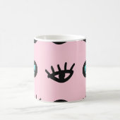 Doodle：目ガーリーのハートシームレス。 コーヒーマグカップ (中央)