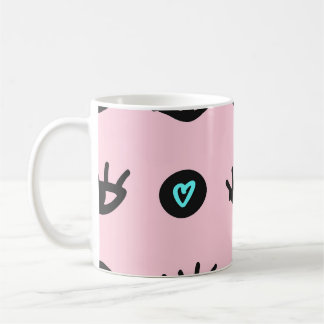 Doodle：目ガーリーのハートシームレス。 コーヒーマグカップ