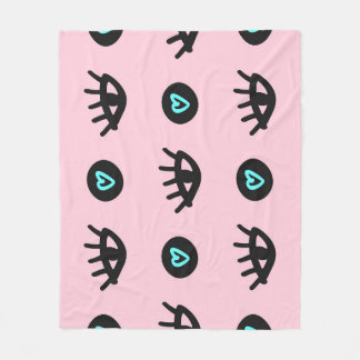 Doodle：目ガーリーのハートシームレス。 フリースブランケット