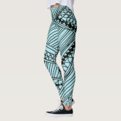 Doodle 1A Black Aqua Blue Leggings レギンス (左)