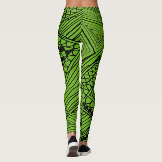 Doodle 1A Black Deep Green Leggings レギンス (裏面)