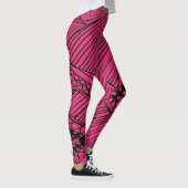 Doodle 1A Black Hot Pink Leggings レギンス (右)