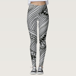 Doodle 1A Black Light Gray Leggings レギンス