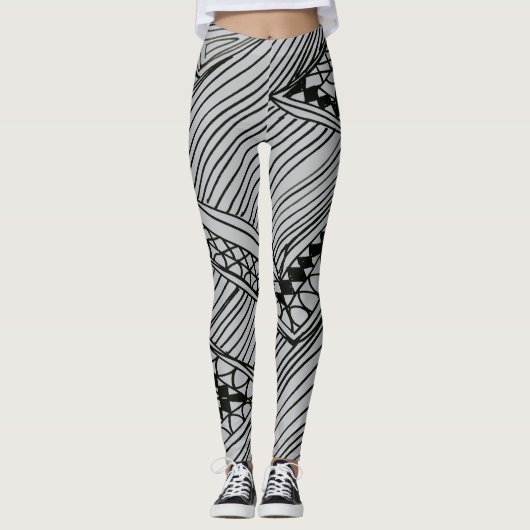 Doodle 1A Black Light Gray Leggings レギンス (正面)