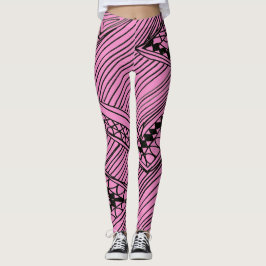 Doodle 1A Black Light Pink Leggings レギンス