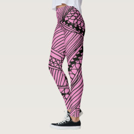 Doodle 1A Black Light Pink Leggings レギンス