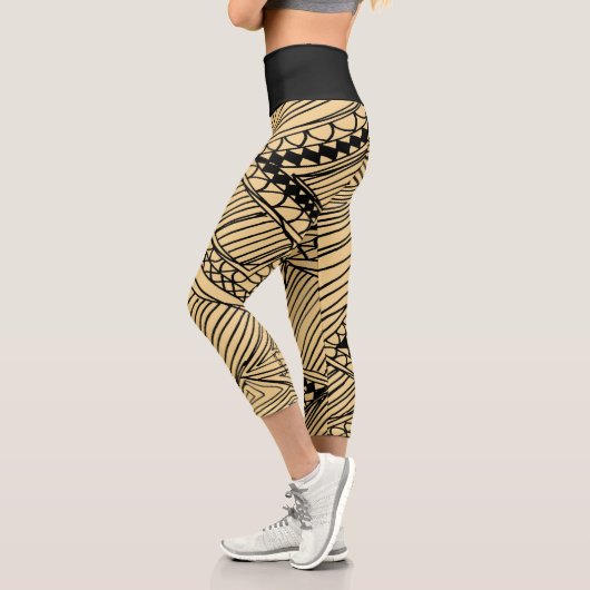 Doodle 1A Black Warm Beige Capri Leggings カプリレギンス (左)