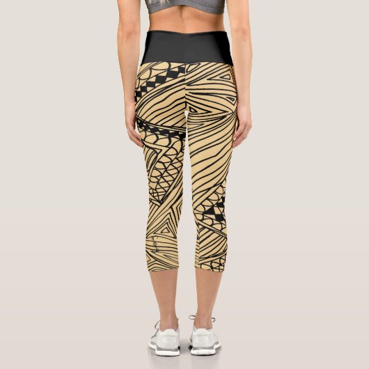 Doodle 1A Black Warm Beige Capri Leggings カプリレギンス (裏面)