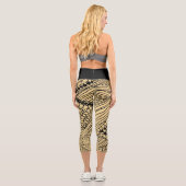 Doodle 1A Black Warm Beige Capri Leggings カプリレギンス (裏面)
