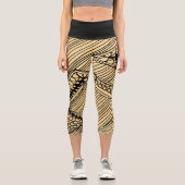 Doodle 1A Black Warm Beige Capri Leggings カプリレギンス (正面)