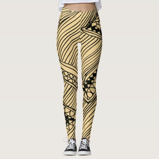 Doodle 1A Black Warn Beige Leggings レギンス (正面)