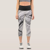 Doodle 1A Black White 1 Capri Leggings カプリレギンス (正面)