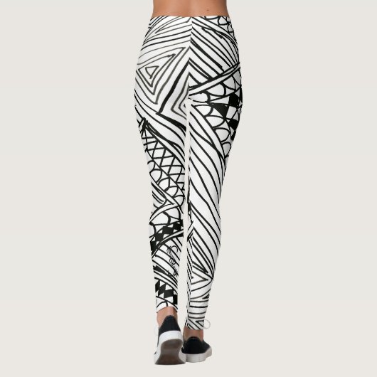 Doodle 1A Black White Leggings レギンス (裏面)