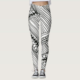 Doodle 1A Black White Leggings レギンス