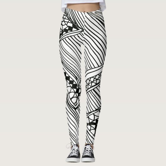 Doodle 1A Black White Leggings レギンス (正面)