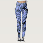 Doodle 1A Blue Light Gray Leggings レギンス (正面)