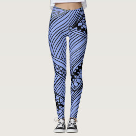 Doodle 1A Blue Light Gray Leggings レギンス