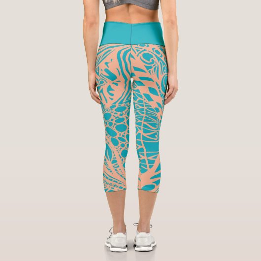 Doodle 1E Aqua Peach 1 Capri Leggings カプリレギンス (裏面)