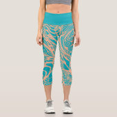 Doodle 1E Aqua Peach 1 Capri Leggings カプリレギンス (正面)