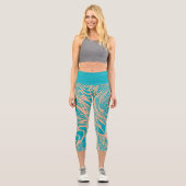 Doodle 1E Aqua Peach 1 Capri Leggings カプリレギンス (正面)