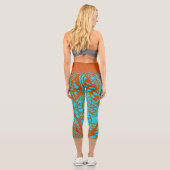 Doodle 1E Aqua Pumpkin 1 Capri Leggings カプリレギンス (裏面)