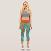 Doodle 1E Aqua Pumpkin 1 Capri Leggings カプリレギンス (正面)