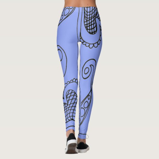 Doodle 1E Black Light Blue Leggings レギンス (裏面)