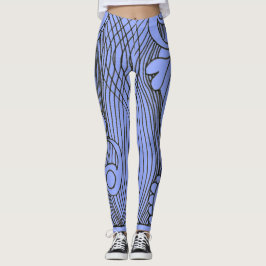 Doodle 1E Black Light Blue Leggings レギンス