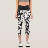 Doodle 1E Black White 1 Capri Leggings カプリレギンス (正面)