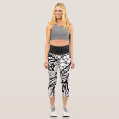 Doodle 1E Black White 1 Capri Leggings カプリレギンス (正面)