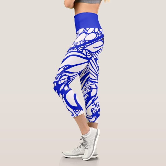 Doodle 1E Blue White 1 Capri Leggings カプリレギンス (左)