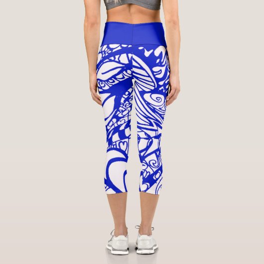 Doodle 1E Blue White 1 Capri Leggings カプリレギンス (裏面)